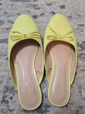 Ann Taylor Lemon Yellow Bow Mules